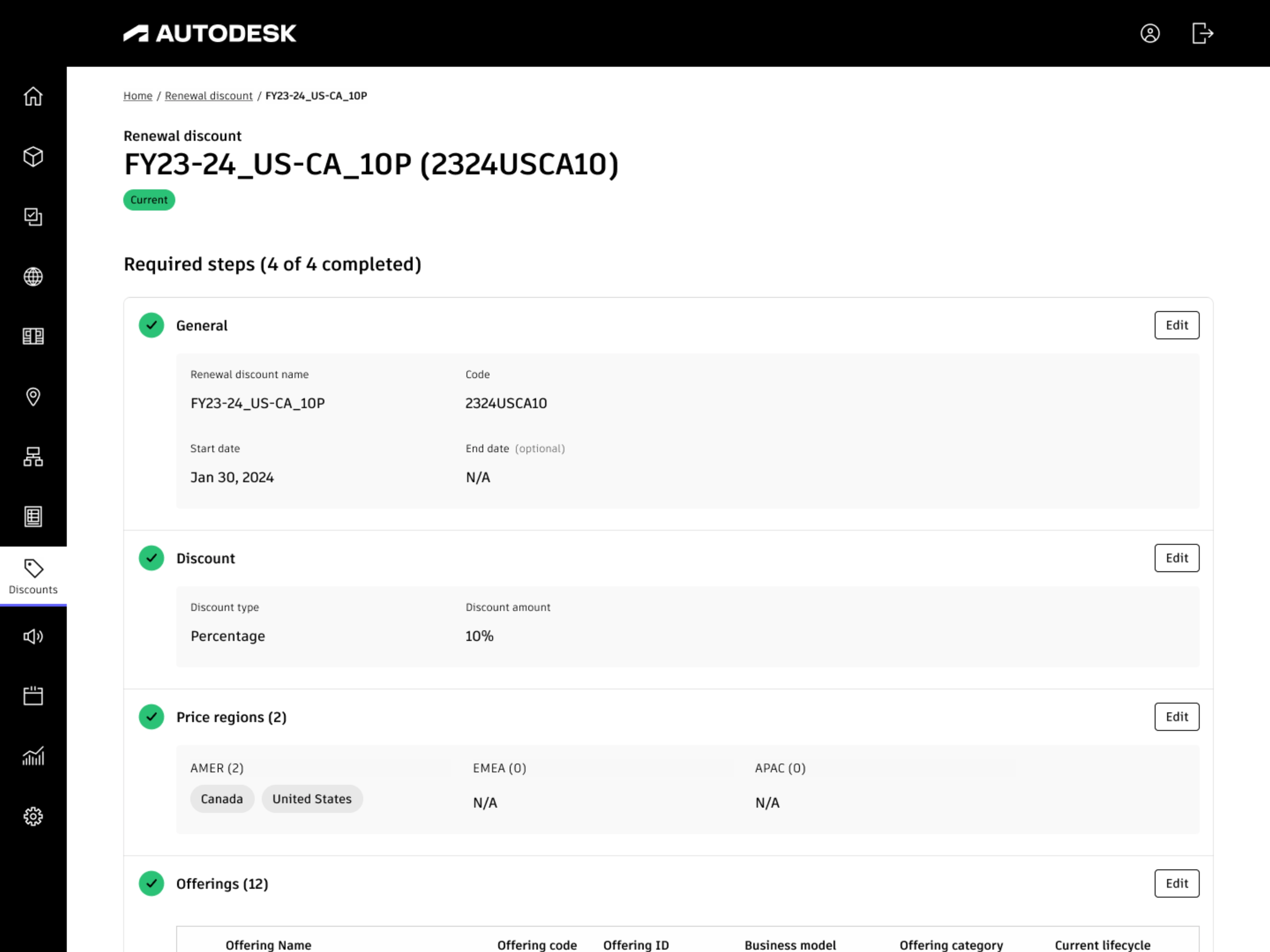 Renewal discount creation flow with all steps completed